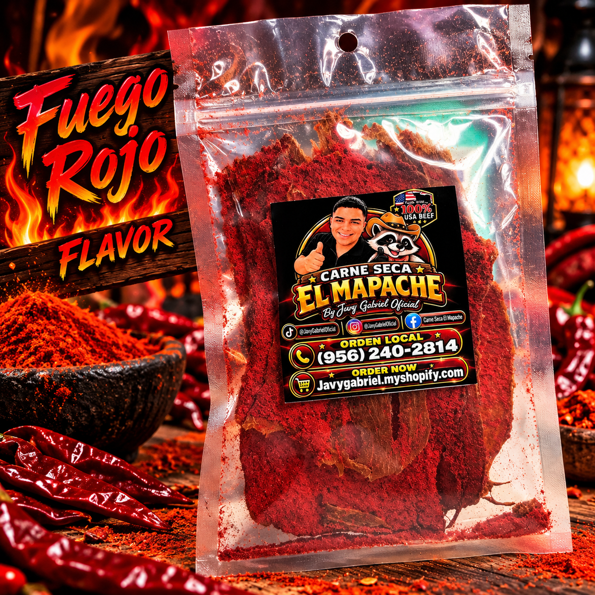Carne Seca El Mapache (Fuego Rojo)